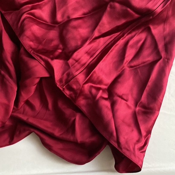 VALERIE STEVENS RED SILK BLACK LACE ELEGANT LINGERIE GOWN ROMANTIC LOUNGE L - Picture 8 of 10